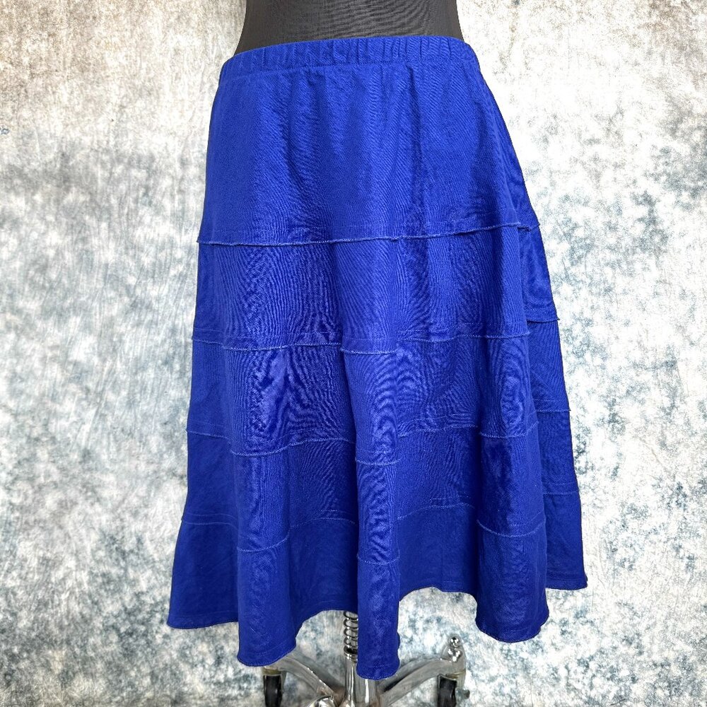 Soft Surroundings Royal Blue Tiered Linen Skirt - Small